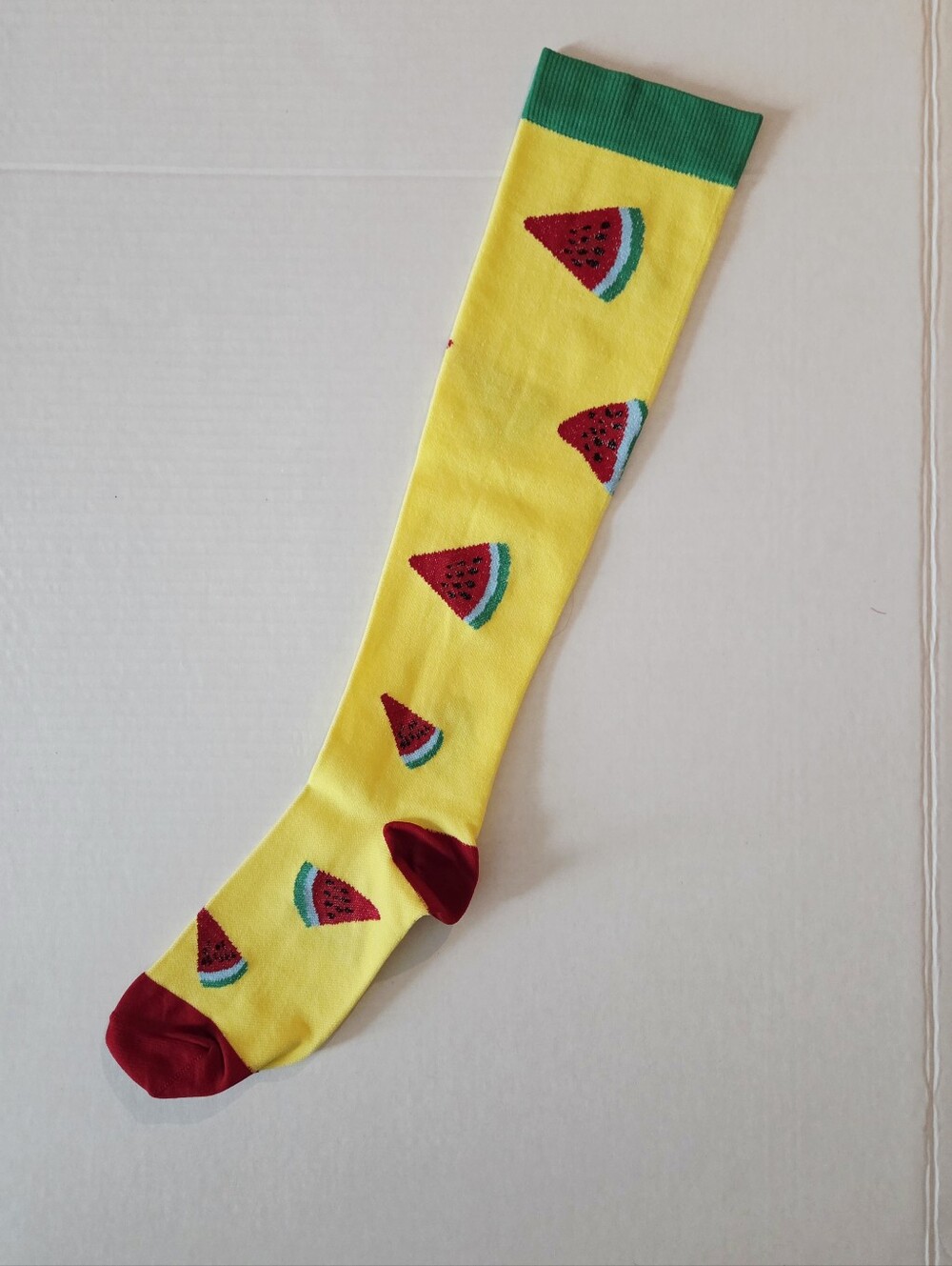 Yellow Watermelon Print Knee-High Socks